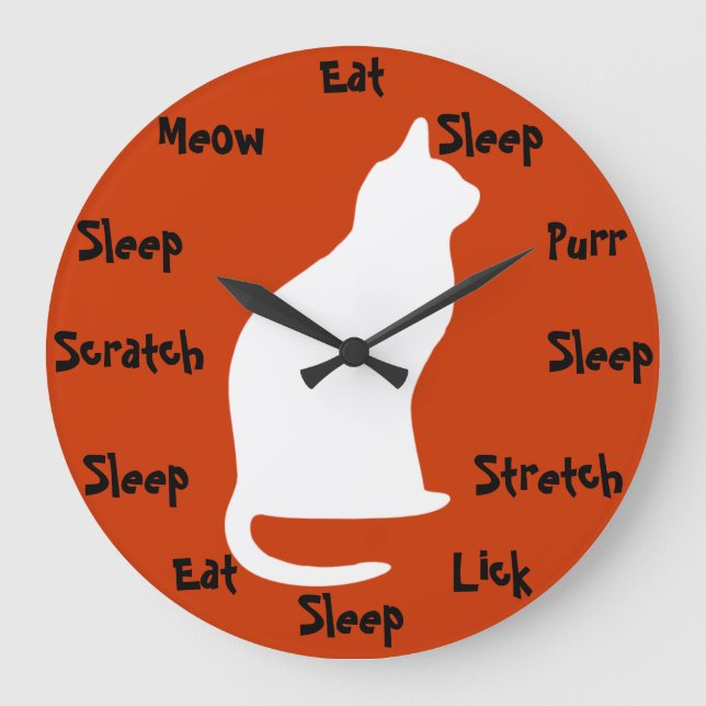 Cat Time Große Wanduhr (Vorderseite)
