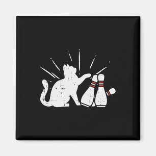 Cat Tipping Bowling Buttone Fun Bowler Mädchen Kin Magnet
