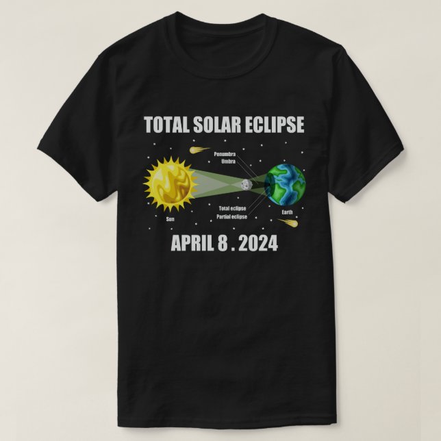 Cat Total Solar Eclipse April 8 2024 Astronomie T-Shirt (Design vorne)