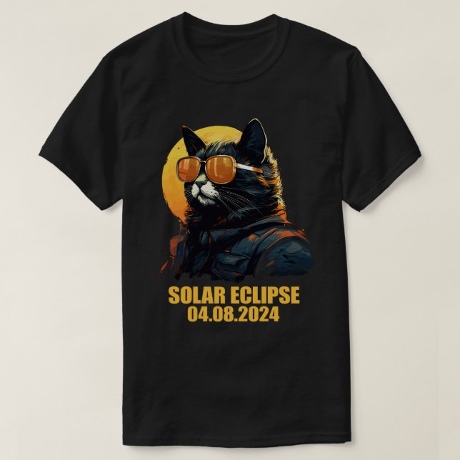 Cat Total Solar Eclipse April 8 2024 Astronomie T-Shirt (Design vorne)