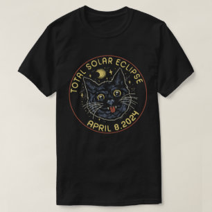 Cat Total Solar Eclipse April 8 2024 Astronomie T-Shirt