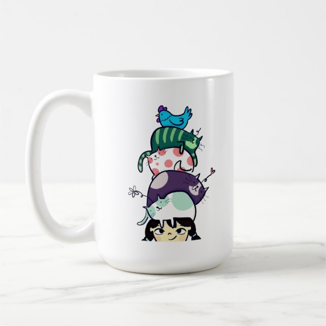 Cat Tower Life Cute Cat Stack Art Kaffeetasse (Links)