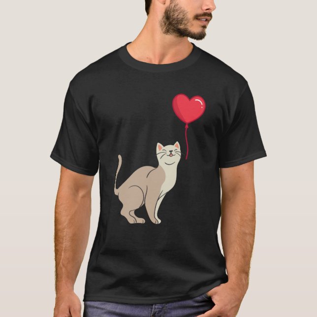 Cat toy Shirt Valentine's Day Heart Balloon For He (Vorderseite)