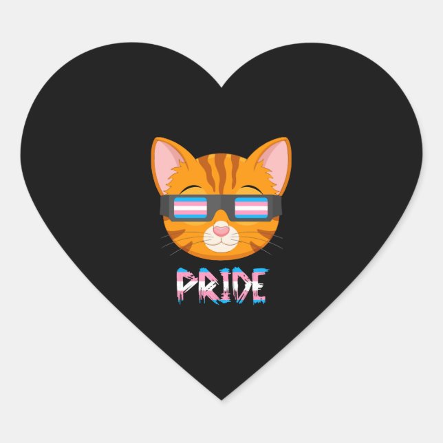 Cat Transgender Flag Lgbt Herz-Aufkleber (Vorderseite)