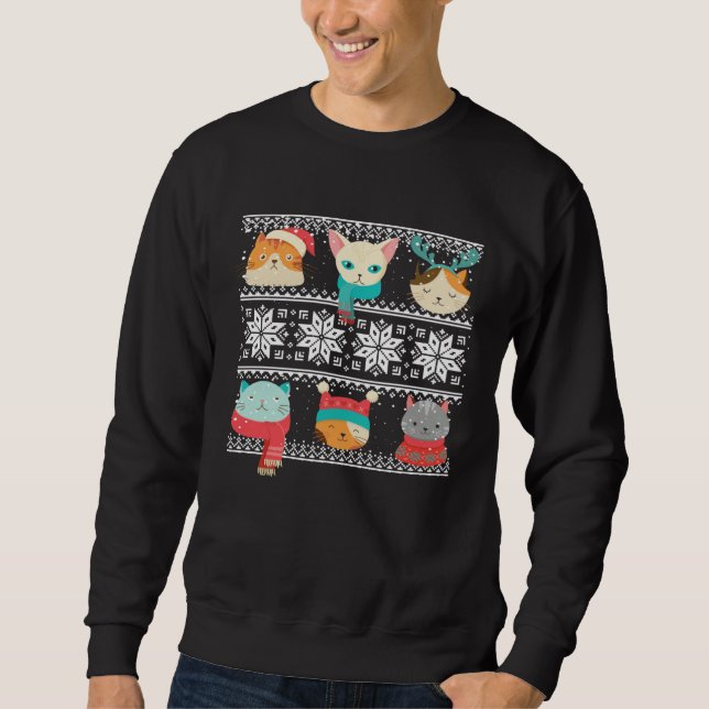 Cat Tree Ugly Sweater Christmas Matching Sweatshirt (Vorderseite)