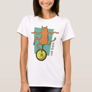 Cat Trick Funny Tabby Cat Rafting Einrad T-Shirt