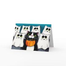 Cat Trick oder Treff Halloween Card