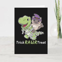 Cat Trick Rawr Leckerei T-rex Mummy Costume Feiertagskarte