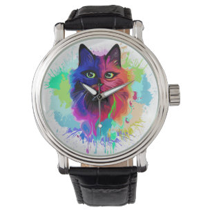 Cat Trippy Psychedelic Pop Art Armbanduhr