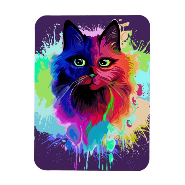 Cat Trippy Psychedelic Pop Art Magnet (Vertikal)