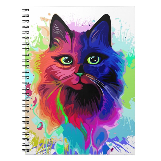 Cat Trippy Psychedelic Pop Art Notizblock (Vorderseite)