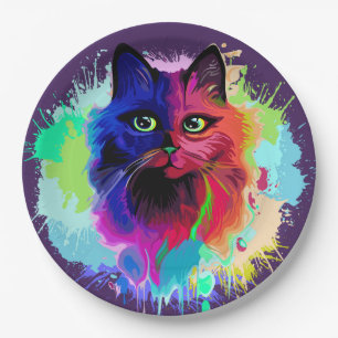 Cat Trippy Psychedelic Pop Art Pappteller