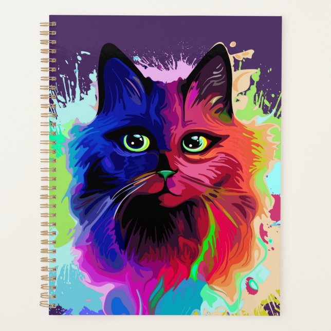 Cat Trippy Psychedelic Pop Art Planer (Vorderseite)