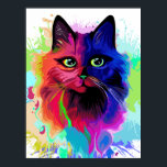 Cat Trippy Psychedelic Pop Art Poster<br><div class="desc">Psychedelischer Trippy Pop Art Cat Portrait auf farbenfrohen Paint Spritzern. Original Vector IllustrationCopyright BluedarkArt The ChameleonArt.</div>