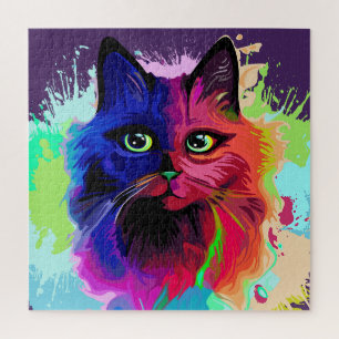 Cat Trippy Psychedelic Pop Art Puzzle