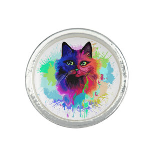 Cat Trippy Psychedelic Pop Art Ring
