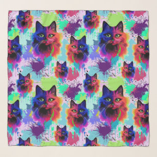 Cat Trippy Psychedelic Pop Art Schal