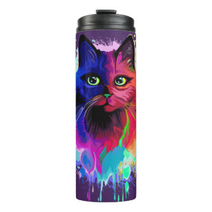 Cat Trippy Psychedelic Pop Art Thermosbecher