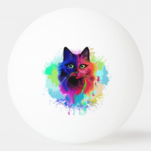 Cat Trippy Psychedelic Pop Art Tischtennisball (Vorderseite)