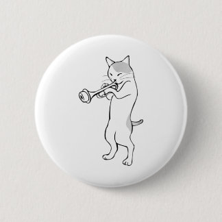 Cat Trompet Player Straight mute wah wah T - Shirt Button
