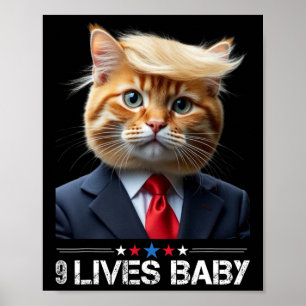 Cat Trump 9 Lives Ba1lustige Trump Meme Poster