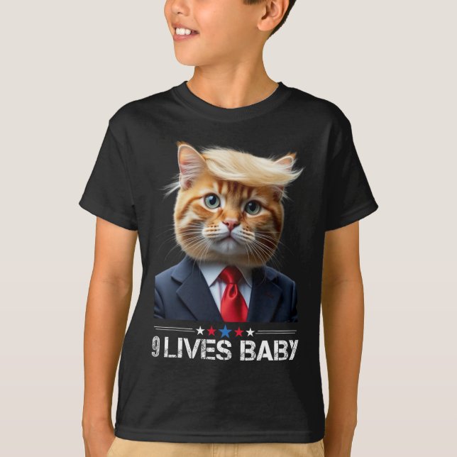 Cat Trump 9 Lives Ba1lustige Trump Meme T-Shirt (Vorderseite)