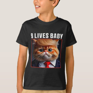 Cat Trump 9 Lives Ba Funny Trump Meme T-Shirt