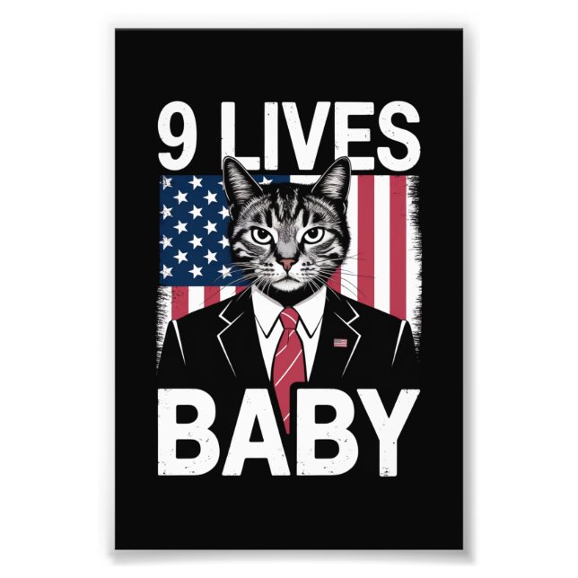 Cat Trump 9 Lives Baby Funny Trump Cat Fotodruck (Vorne)