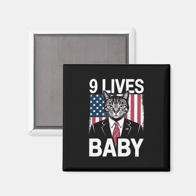 Cat Trump 9 Lives Baby Funny Trump Cat Magnet (Vorderseite/Rückseite)