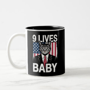 Cat Trump 9 Lives Baby Funny Trump Cat Zweifarbige Tasse