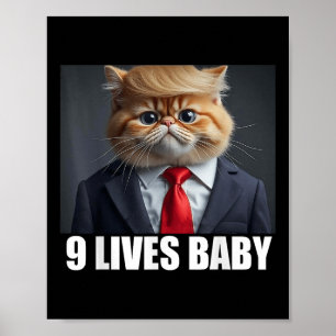 Cat Trump 9 Lives Baby Poster