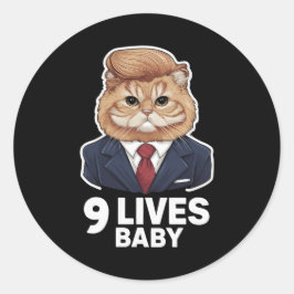 Cat Trump 9 Lives Baby Runder Aufkleber