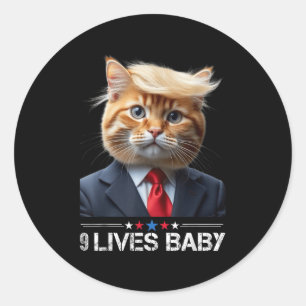 Cat Trump 9 Lives Baby Runder Aufkleber