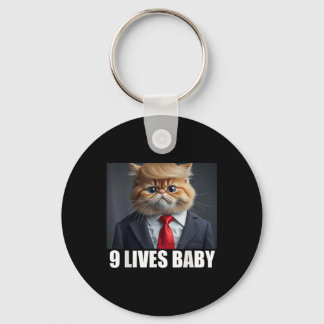 Cat Trump 9 Lives Baby T - Shirt.pnng Schlüsselanhänger