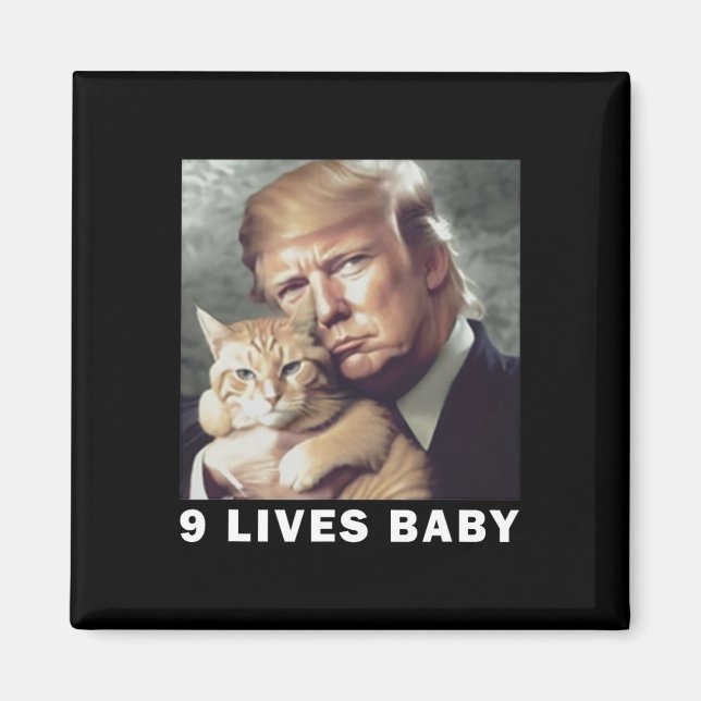 Cat Trump 9 Lives Baby Trump 2024 Win Victory Winn Magnet (Vorne)
