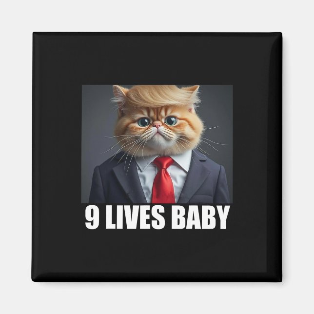 Cat Trump 9 Lives Baby Trump 2024 Win Victory Winn Magnet (Vorne)