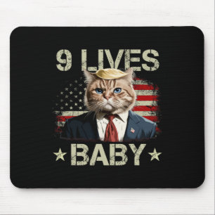 Cat Trump 9 Lives Baby Trump 2024 Win Victory Winn Mousepad