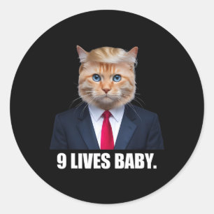 Cat Trump 9 Lives Baby Trump 2024 Win Victory Winn Runder Aufkleber