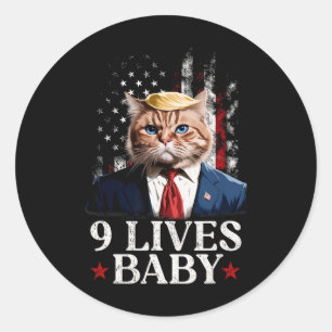 Cat Trump 9 Lives Baby Trump 2024 Win Victory Winn Runder Aufkleber