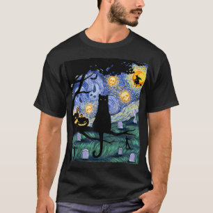 Cat Tshirt, Beängstigendes Night Cat T-Shirt, Van T-Shirt