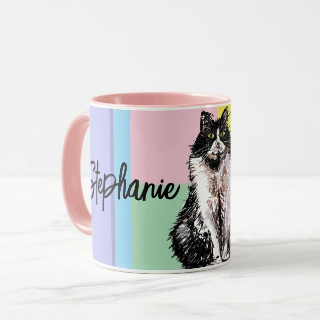 Cat Tuxedo Pastel Cats Womens Pastellfarben Tasse (Vorderseite Links)