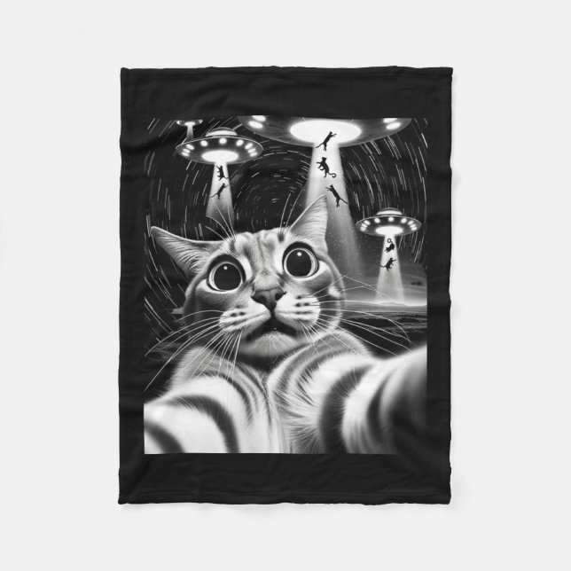 Cat Ufasion _ Funny Cat Meme Retro Alien Cat Fleecedecke (Vorderseite)
