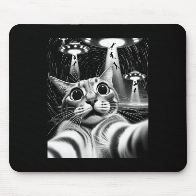 Cat Ufasion _ Funny Cat Meme Retro Alien Cat Mousepad (Vorne)