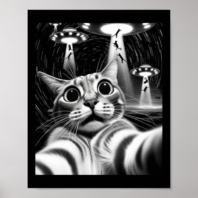 Cat Ufasion _ Funny Cat Meme Retro Alien Cat Poster (Vorne)