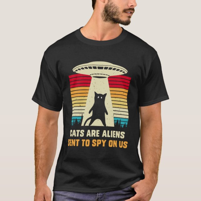 Cat UFO Alien Abduction  Cats are Aliens UAP T-Shirt (Vorderseite)
