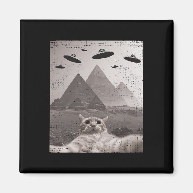 Cat Ufo Meme - Funny Cat Selfie with Ufos Magnet (Vorne)