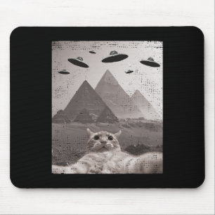 Cat Ufo Meme - Funny Cat Selfie with Ufos Mousepad
