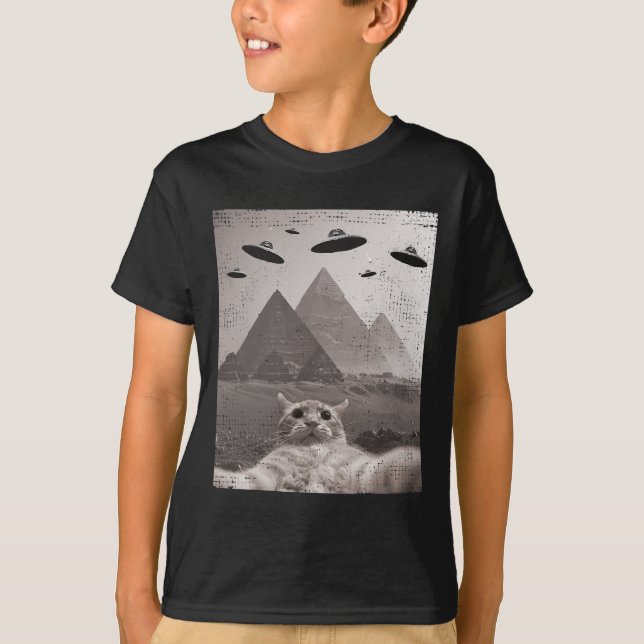 Cat Ufo Meme - Funny Cat Selfie with Ufos T-Shirt (Vorderseite)