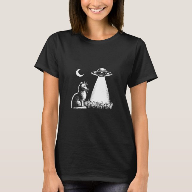 Cat UFO Moon Light T-Shirt (Vorderseite)