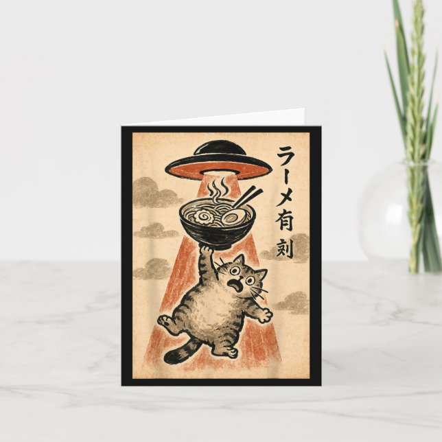 Cat Ufo Ramen Funny Japanese Anime Men Women Teen  Karte (Vorderseite)